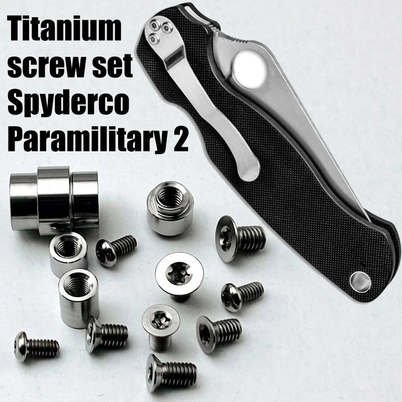 4 Colors TC4 Titanium Alloy Material Full Set of Knife Screws Spindle Nail Shaft for Spyderco C81 Paramilitary 2 Para2 Knives