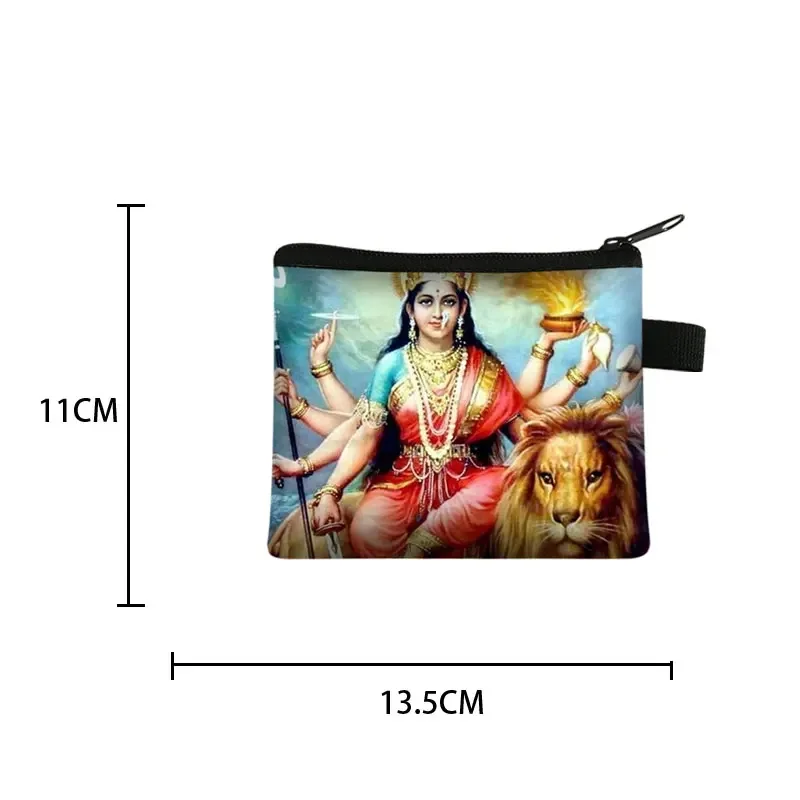 Indian Gods Radha Krishna Print Coin Purse Ganesha Ganapati Money Coin Bag  Elephant God Credit Card Holder Small Wallet Gift