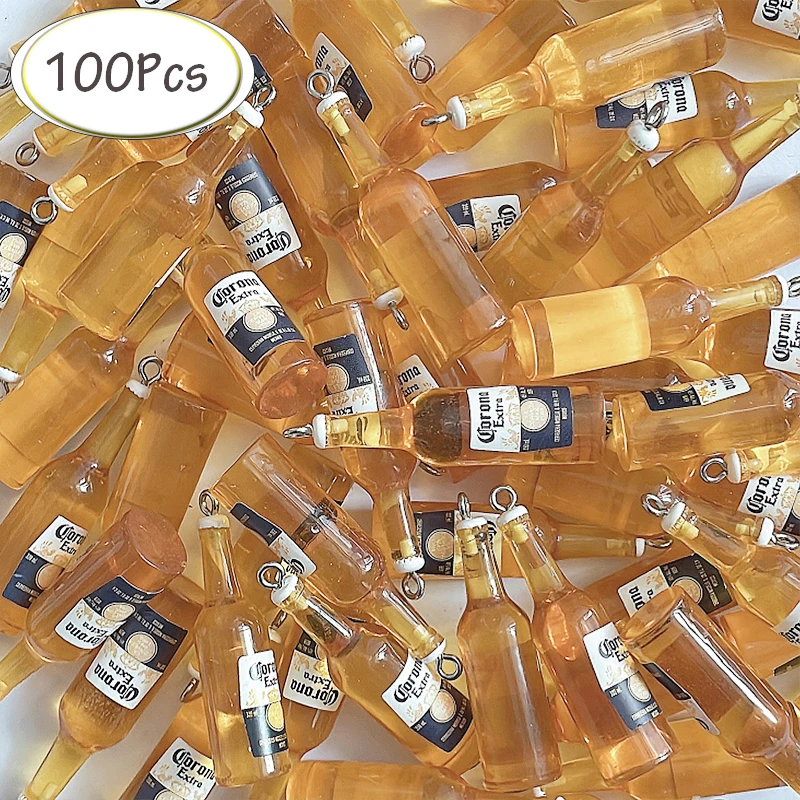 

100Pcs Wholesale 3D Drink Bottle Resin Charms Mini Beverage Bottle Pendants for Jewelry Making DIY Earrings Findings Bulk