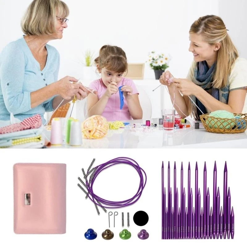 

E06B Circular Knitting Needle Set Short Round Knitting Needle 3.0mm-6.0mm Knitting Tool Interchangeable Circular Needle Size