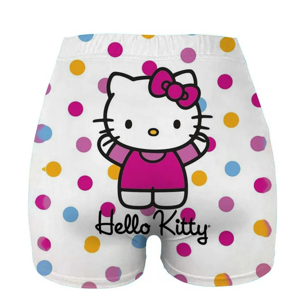 مرحبا كيتي طباعة اللياقة البدنية السراويل الإناث ضيق ركوب الدراجات اليوغا تنفس السراويل الرياضية عالية الخصر #6