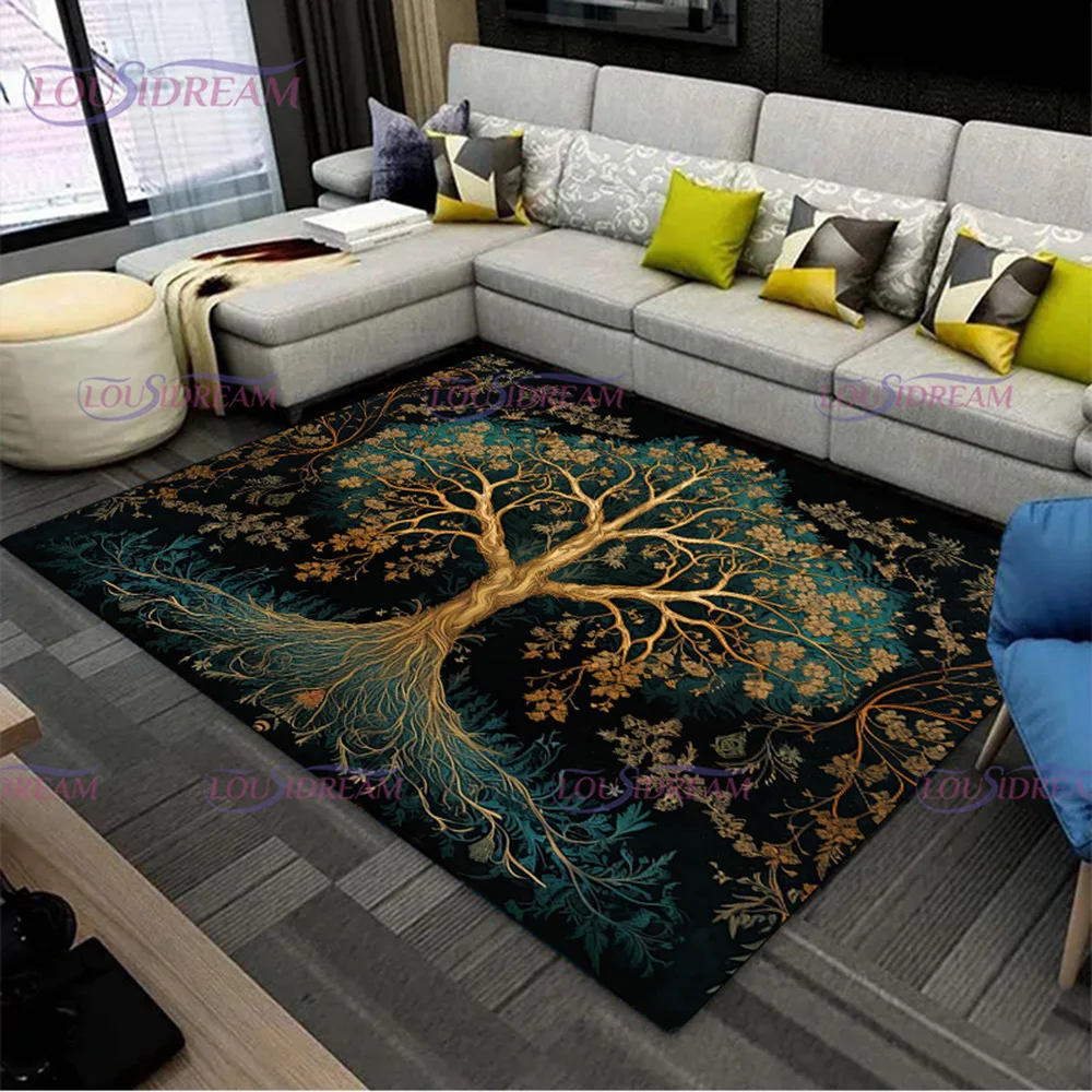 

3D Tree of Life Rugs Celtic Series Rug for Bedroom Living Room Carpets Boho Moon Phase Home Doormat Living Room Carpet Decor