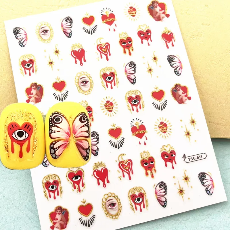 Nail slider Shinning Eyes Angle 3d nail art stickers decal template DIY nail tool decorations TSC 511