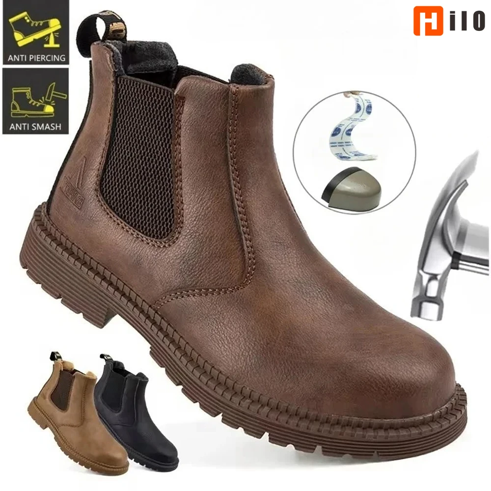 Anti Smashing Anti Piercing Steel Toe Boots Combat Anti Splashing Anti Slip Oil Wear Resistant Durable Labor Protection Shoes