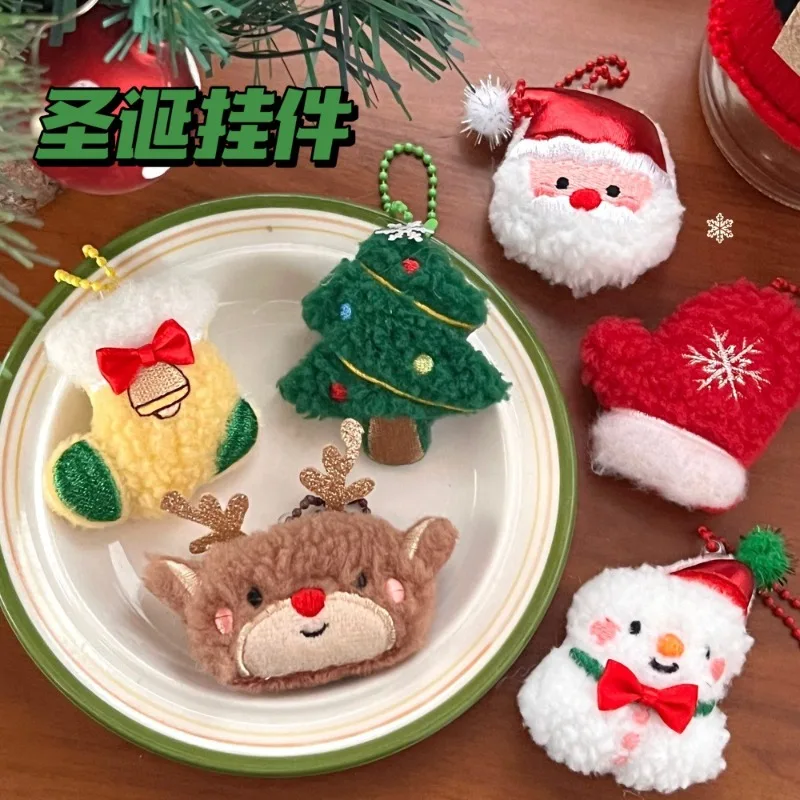 Lindo colgante de juguete de peluche de Navidad árbol de Navidad muñeco de nieve Santa Claus muñeco pequeño llavero mochila encanto colgante Поkejuden П®дарки