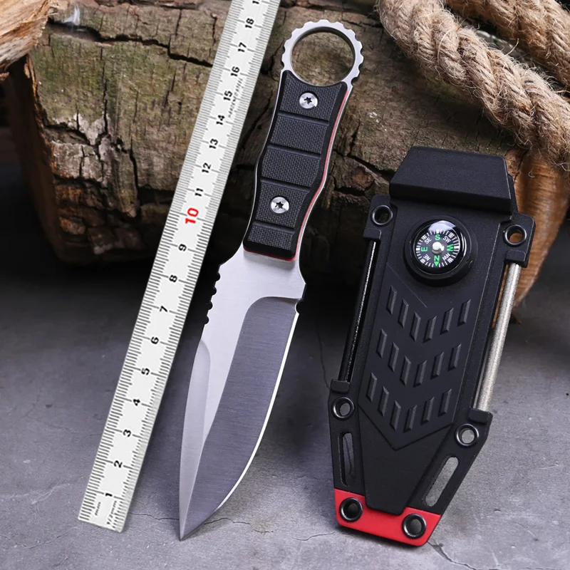 Outdoor Steel High hardness Straight knife Wilderness exploration Self Defense Jungle Hunting and Fishing Tactical Pocket Knives