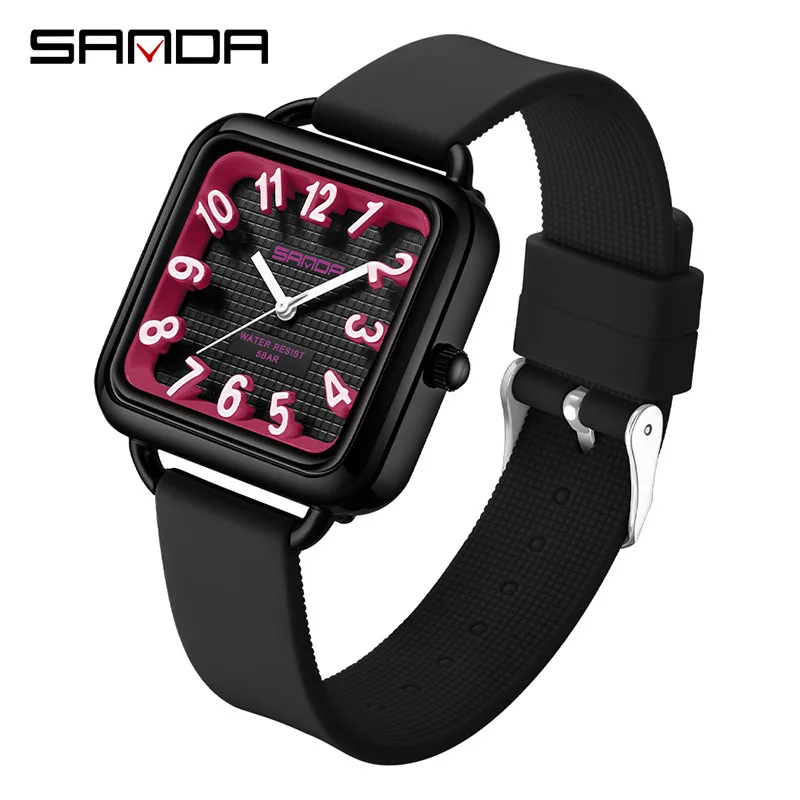 SANDA 3269 Reloj para estudiantes Nuevo reloj simple de moda Reloj de pulsera de cuarzo con escala digital grande resistente al agua