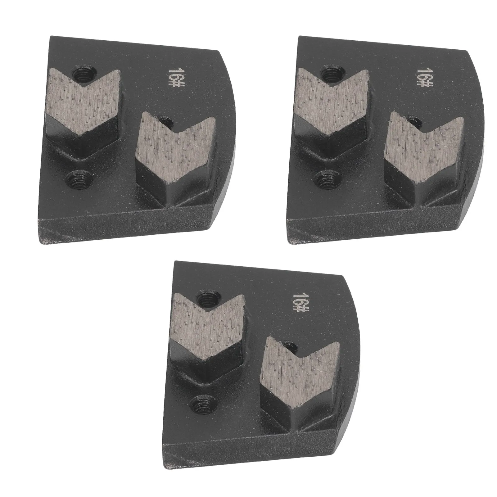 3Pcs Diamond Grinding Shoe Black Trapezoid 2 Arrow Teeth Concrete Floor Polishing Pad 16 Grit
