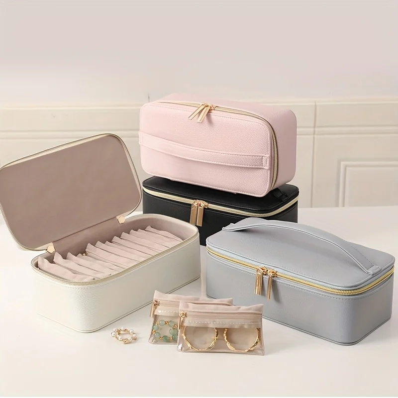

Portable 12-Piece Jewelry Organizer Travel Storage Bag for Earrings Rings Bracelets Watches Necklaces