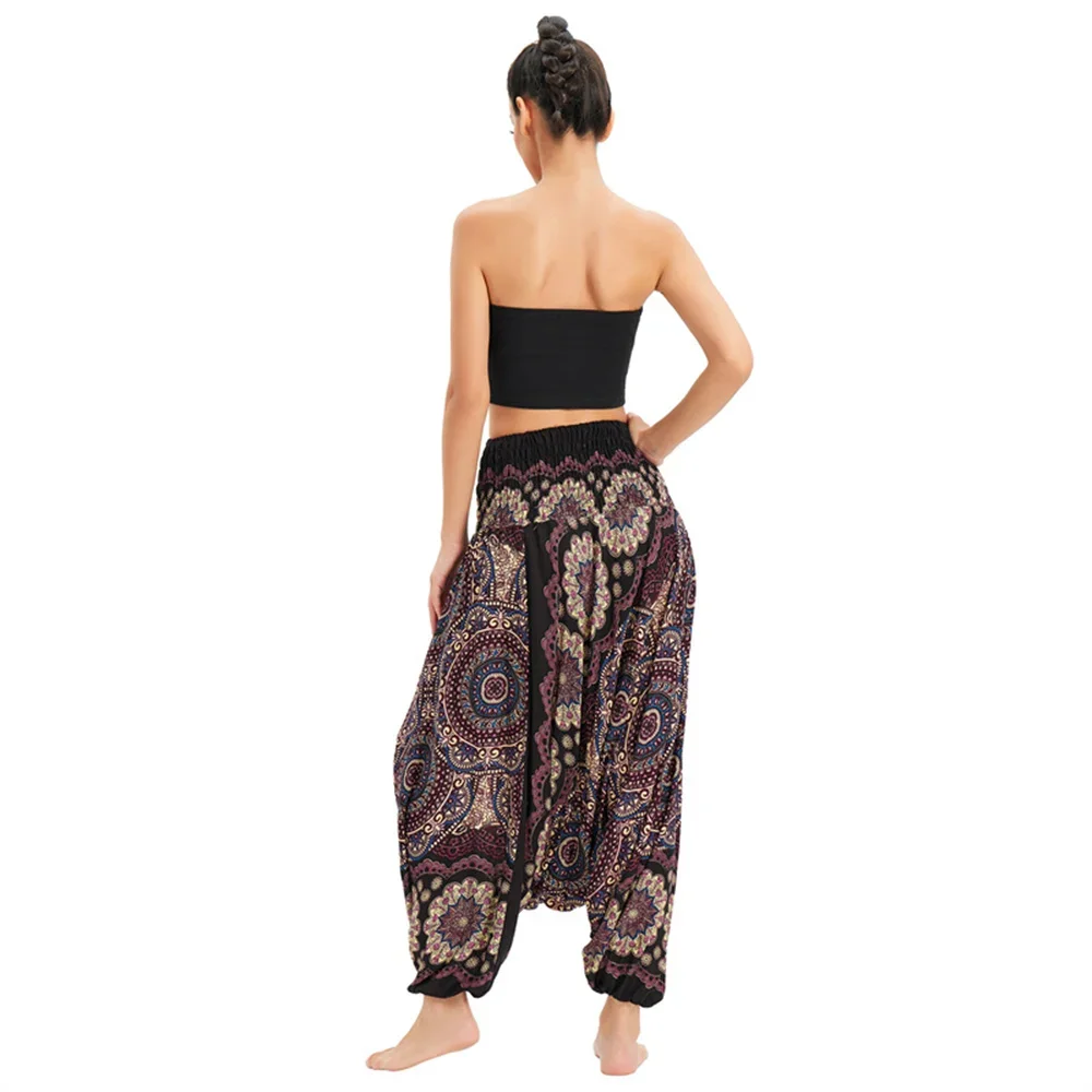 Pantalones bohemios de rayón para Mujer, Pantalones Hippie de cintura alta, Harem holgado, ropa de Yoga bohemia para Mujer, Calca femenina estampada