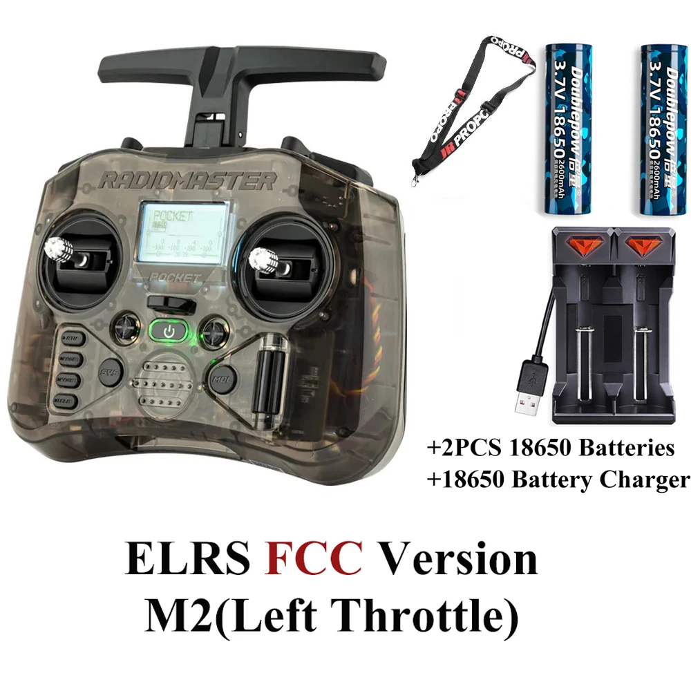 Radiomaster Pocket EdgeTX 2.4G radiocontroller FCC LBT (Mode2 linkshandig gaspedaal) CC2500 / ELRS Hall Gimbal-zender