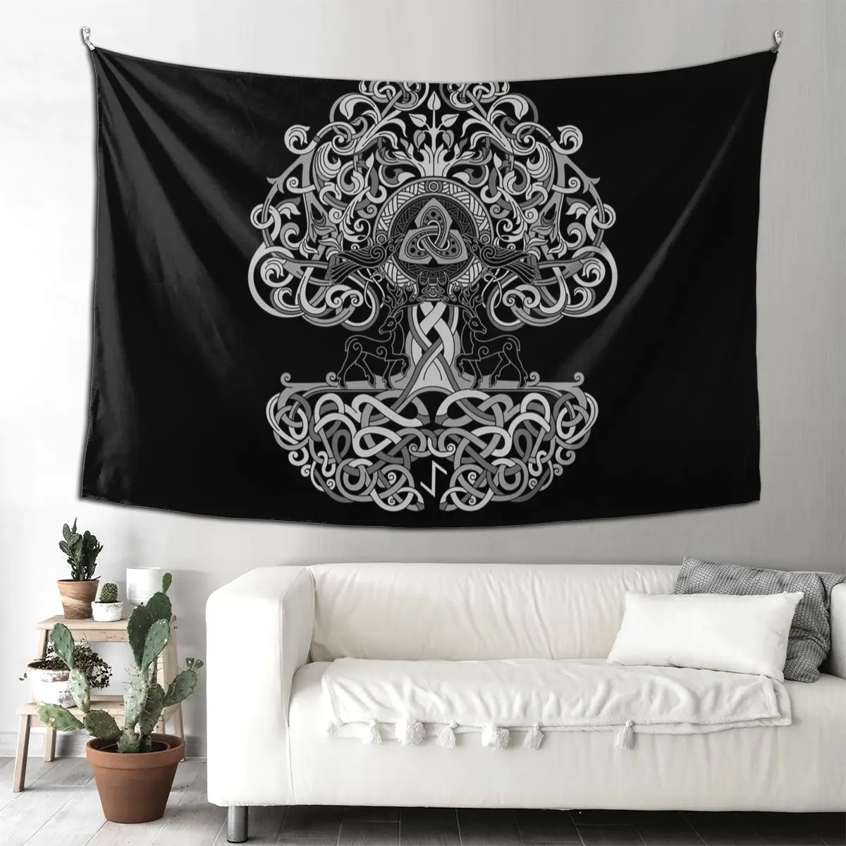

Mjolnir The Hammer Of Thor And Tree Of Life Norse Viking God Tapestry Hippie Wall Hanging Aesthetic Home Decoration Tapestries