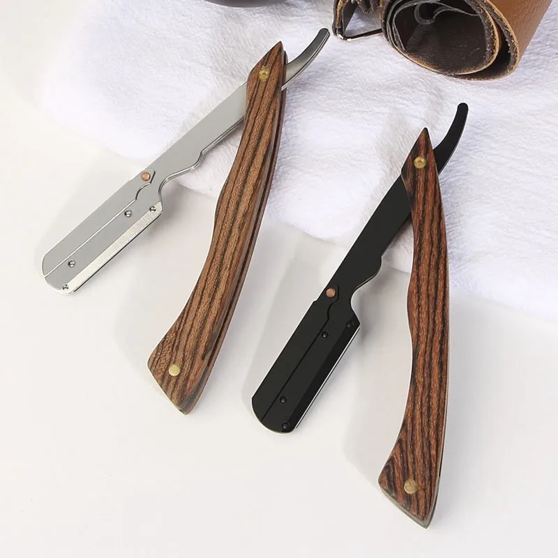 OldStyle-cuchillo plegable de acero inoxidable para hombres, afeitadora de peluqueros profesional, hoja de cabeza de aceite Manual de sándalo, soporte recomendado