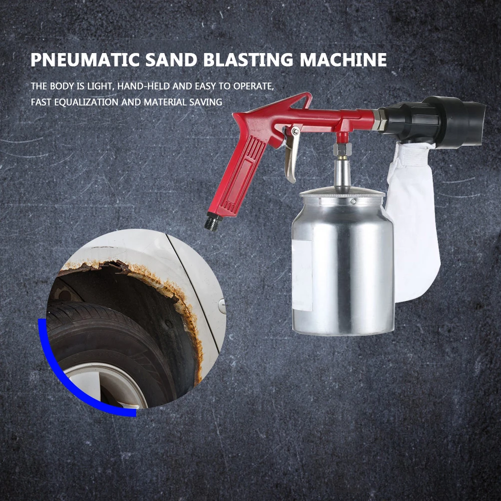 Pneumatic Sand Blasting Machine 2.5bar 450ml SandBlasting Device 1/4inch Air Sandblasting Gun with 4 Nozzle for Removing Rust