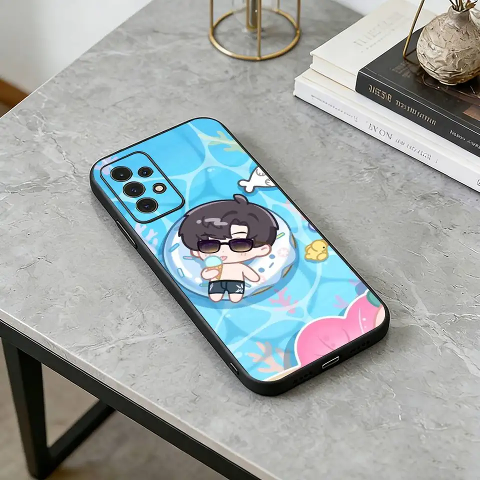 Funda de silicona suave negra con diseño de amor y Zayne de 'Love and Deepspace' para Samsung S25,S24,S21,S22,S23,S30,Ultra,S20,Plus,Fe 2