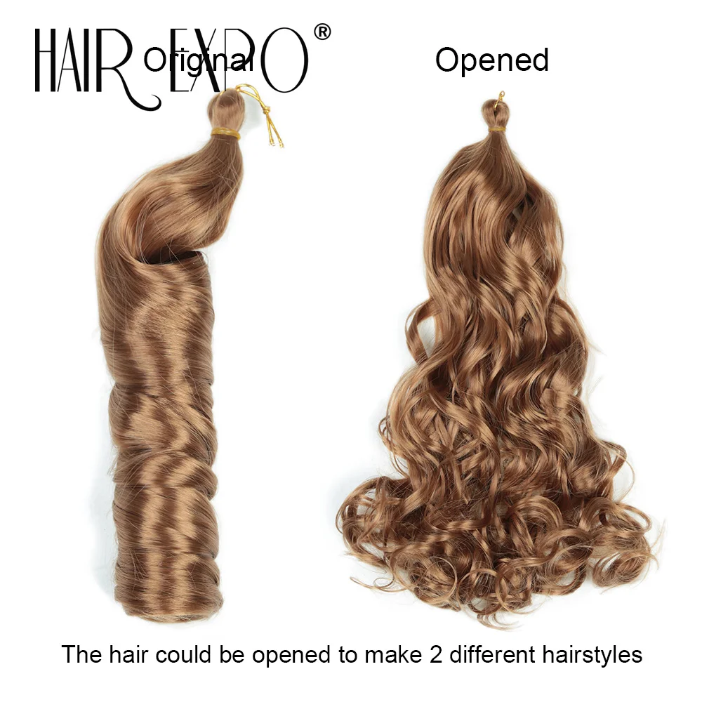 3PCS French Curls Braiding Hair Extensions Synthetic Hair Loose Wave Spiral Curl Braids Hair Ombre Pre Stretched Hair For Women 4