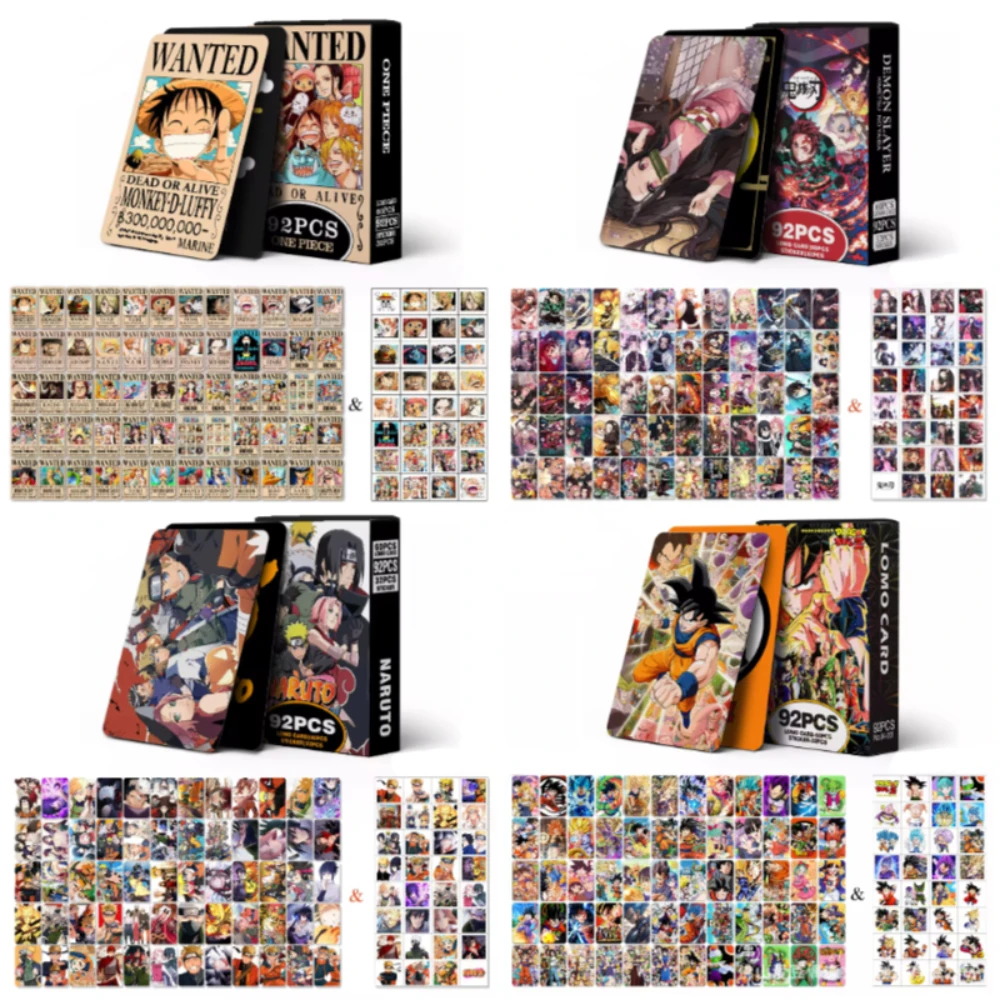 Kawaii 92PCS Dragon Ball Lomo Cards Demon Slayer Double-sided HD Color Printing Anime Cards NARUTO Anime Peripherals Photo Card