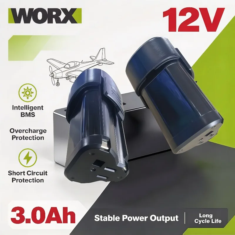 Replacement 12V 3.0Ah Lithium‑ion Battery For WORX Drill, BMS Intelligent Anti‑Shock Anti‑Drop Model Airplane Battery