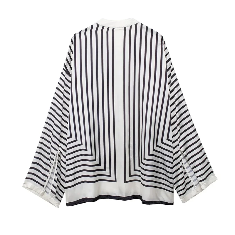 TRAF Striped Louse Woman Fashion Modern Women\'s Long Blouses Loose Long Sleeve Blouses For Women 2024 Streetwear Summer Top