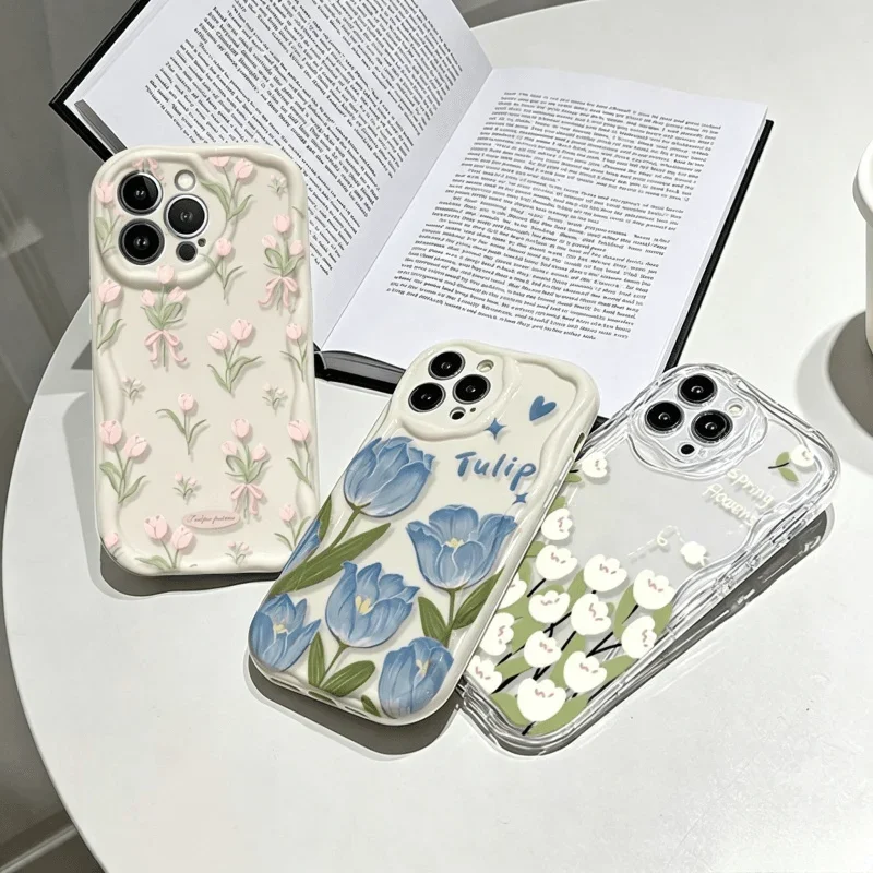 Case For Samsung Galaxy S26 Ultra S25 S24 Plus S26FE A17 A06 A07 A16 A56 M16 A36 A55 A15 Cute the flowers tulip Silicone Cover