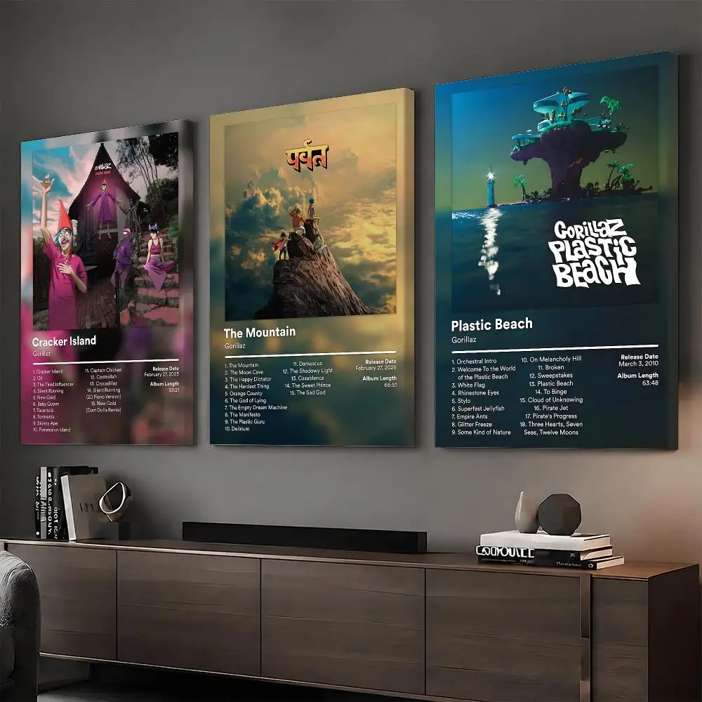 G-Gorillaz Rapper Album Painting Calligraphy HD Modern Style Inner Frame Canvas Poster Bedroom Room Hallway Wall Art Decor