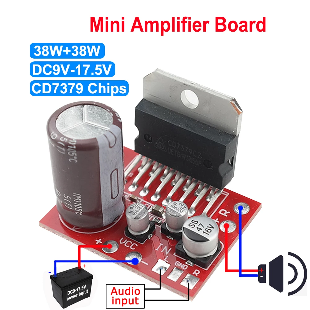 Módulo de placa amplificadora DE POTENCIA ESTÉREO TDA7379 CD7379, placa amplificadora de potencia de Audio de doble canal DC9V-17.5V 38W + 38W