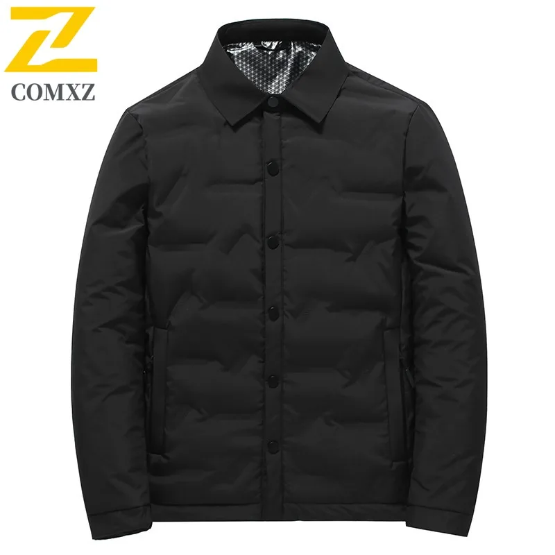 COMXZ Mens Padded Jacket 2025 Stand Collar Design Warm Quality Ski Trip Winter Jacket Casual Outing Thick Fabric Padding Coat