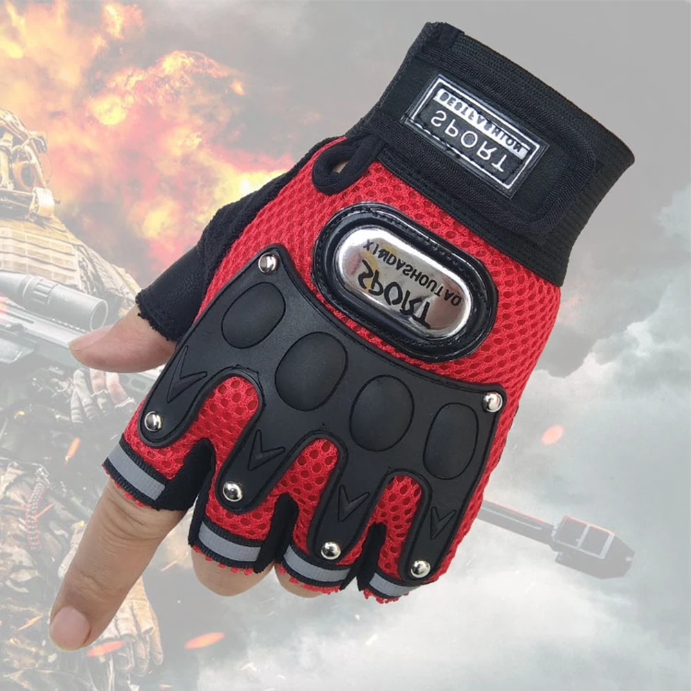 Half-Finger Tactical Gloves for Men Breathable Fingerless Leather Cycling Fitness Biker Motorcycle Gym Gloves Men