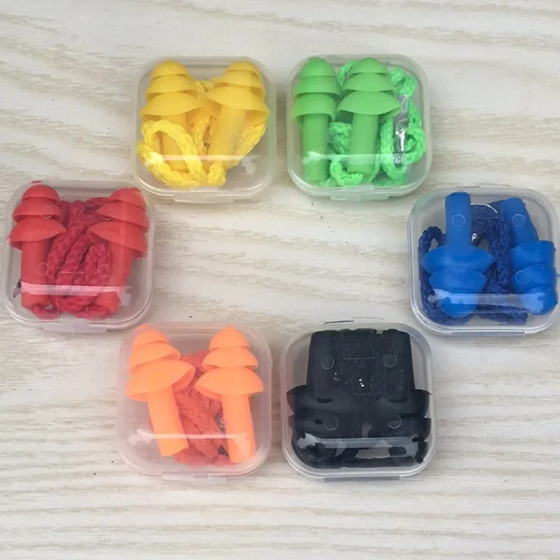 1 Box Multifunction Noise Reduction Silicone Earplugs Ear Tip For Swimming Sleeping Read Soft Ear Plugs Rope Earbuds