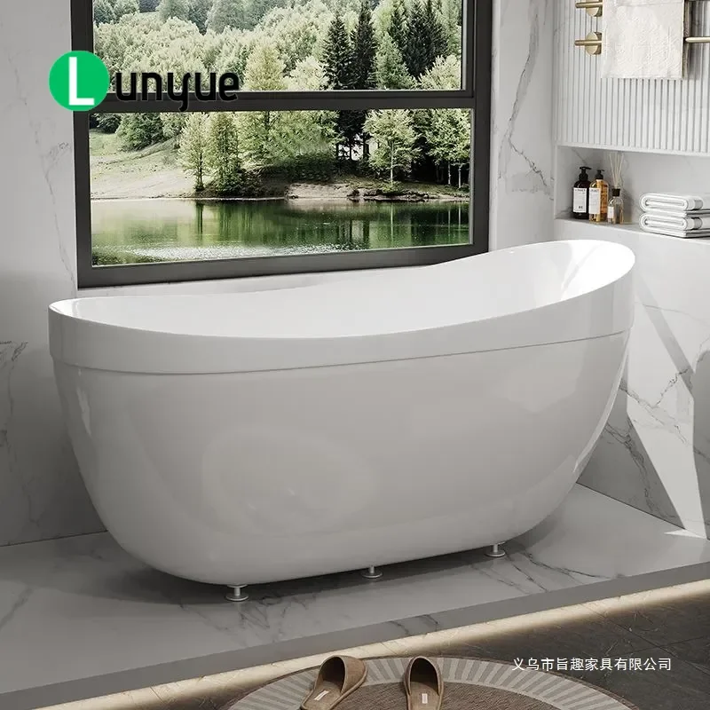 Duck Egg Shaped Acrylic Bathtub Free Installation Independent Small Apartment Hotel B&B Internet Celebrity Style Soaking Tub