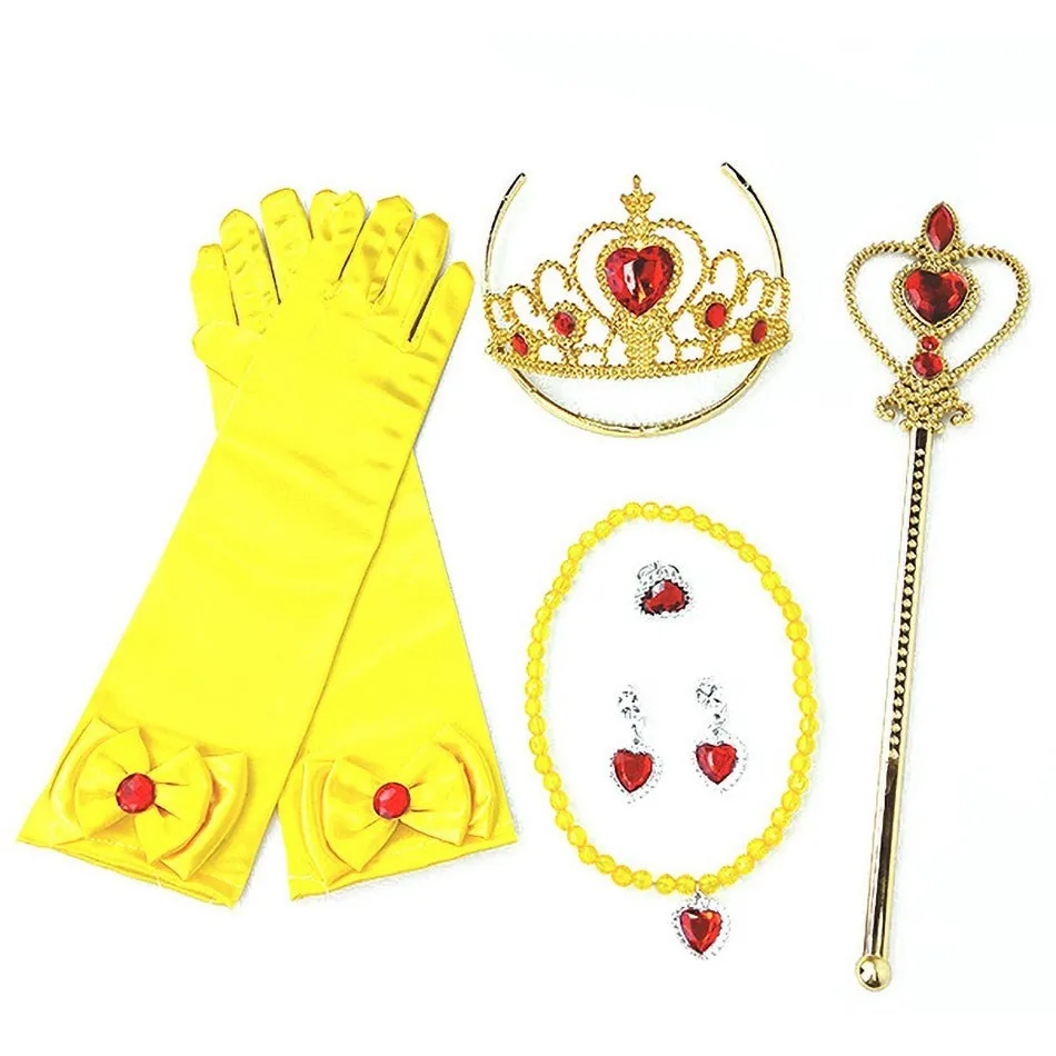 Mädchen Elsa Anna Zubehör Kinder Halloween Danksagung Geburtstag Party Cosplay Aurora Belle Sofia Schnee Königin Krone Geflecht Wand Set