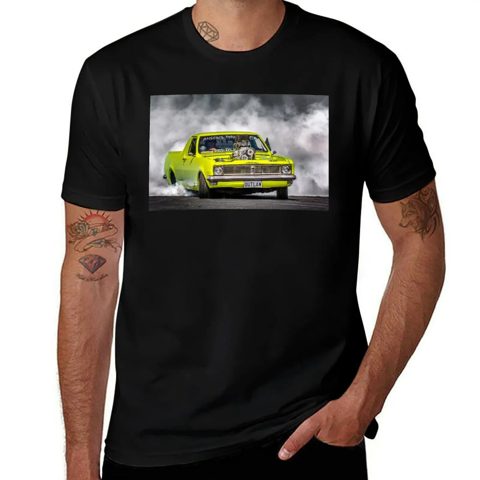 OUTLAW Tread Cemetery Burnout T-Shirt Novelty Graphic Tee Shirt