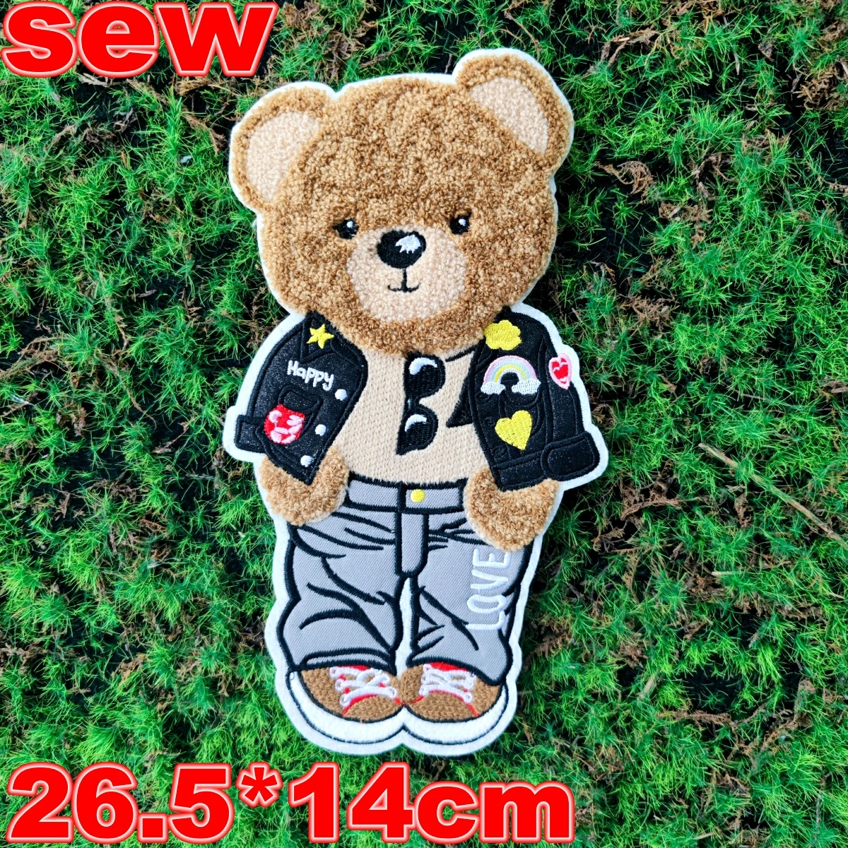 Embroidery Chenille Patch pink Bear Animal Cartoon Badges hats Bears Appliques Patches for Clothing DIY Accessory ID235192