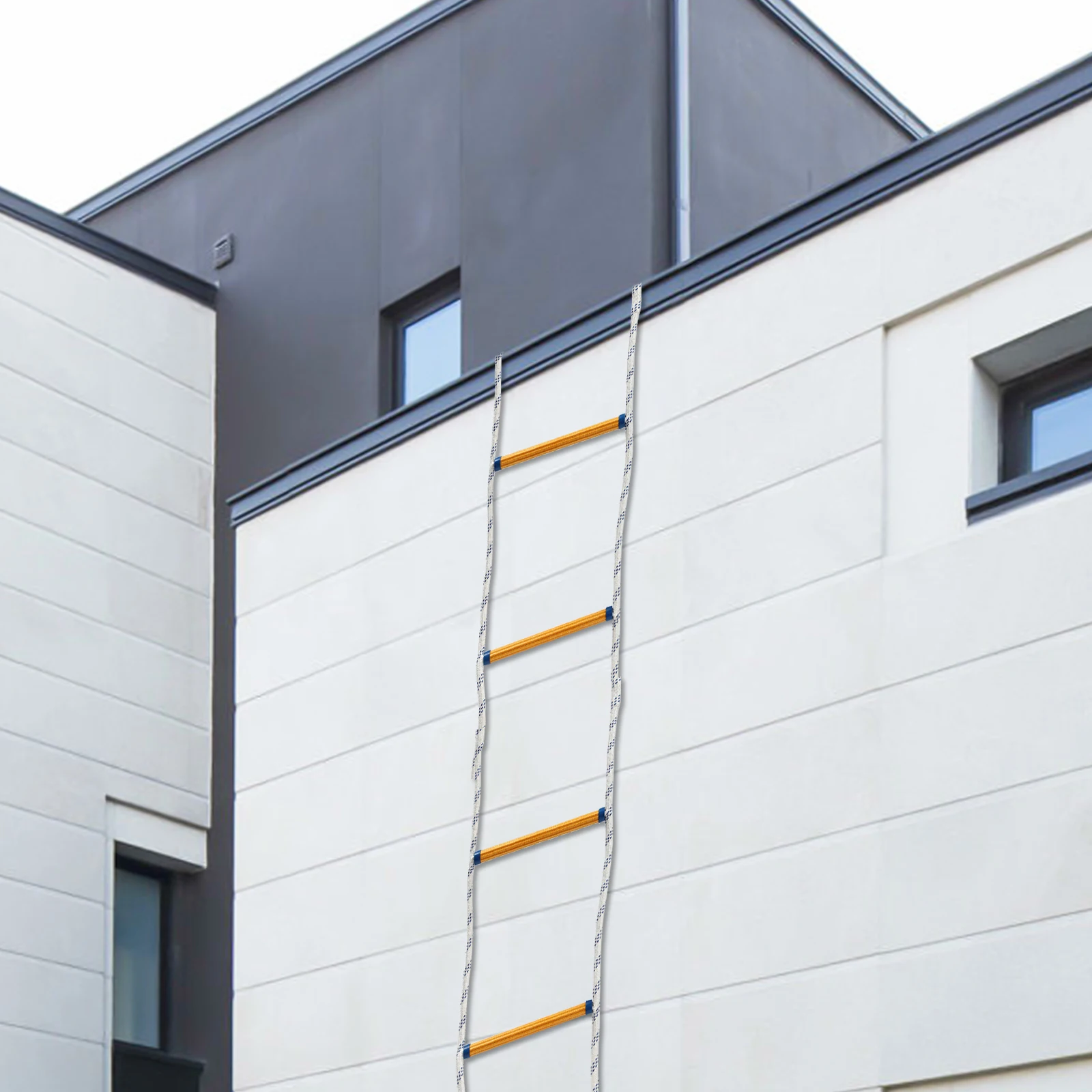 6m Multi-Purpose Emergency Rescue Rope Ladder with 2 Hooks Fire Escape Ladder for Fire Fighting Safety