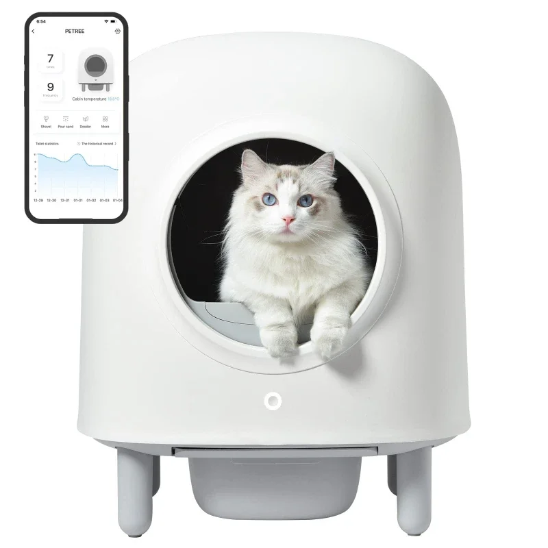 100% Safe Self Cleaning Cat Litter Box Latest Model Automatic Cat Litter Box with APP Control, Odor Removal, Large Space