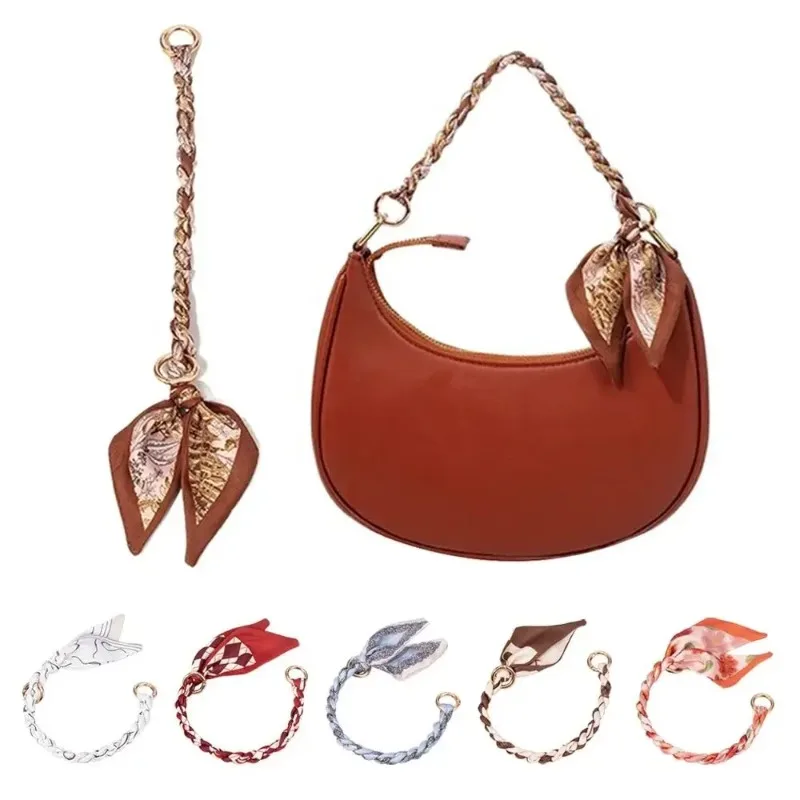 

Fashion Detachable Bag Accessory Metal Alloy Silk Scarf Chain, Decorative Bow Strap Belt