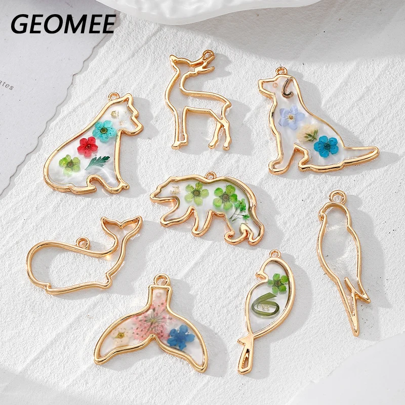 10 قطعة Kawaii الأيائل الطيور الدب الكلب فارغة قلادة صينية الحافة Charms بها بنفسك القرط قلادة اليدوية الحافة قالب صنع المجوهرات