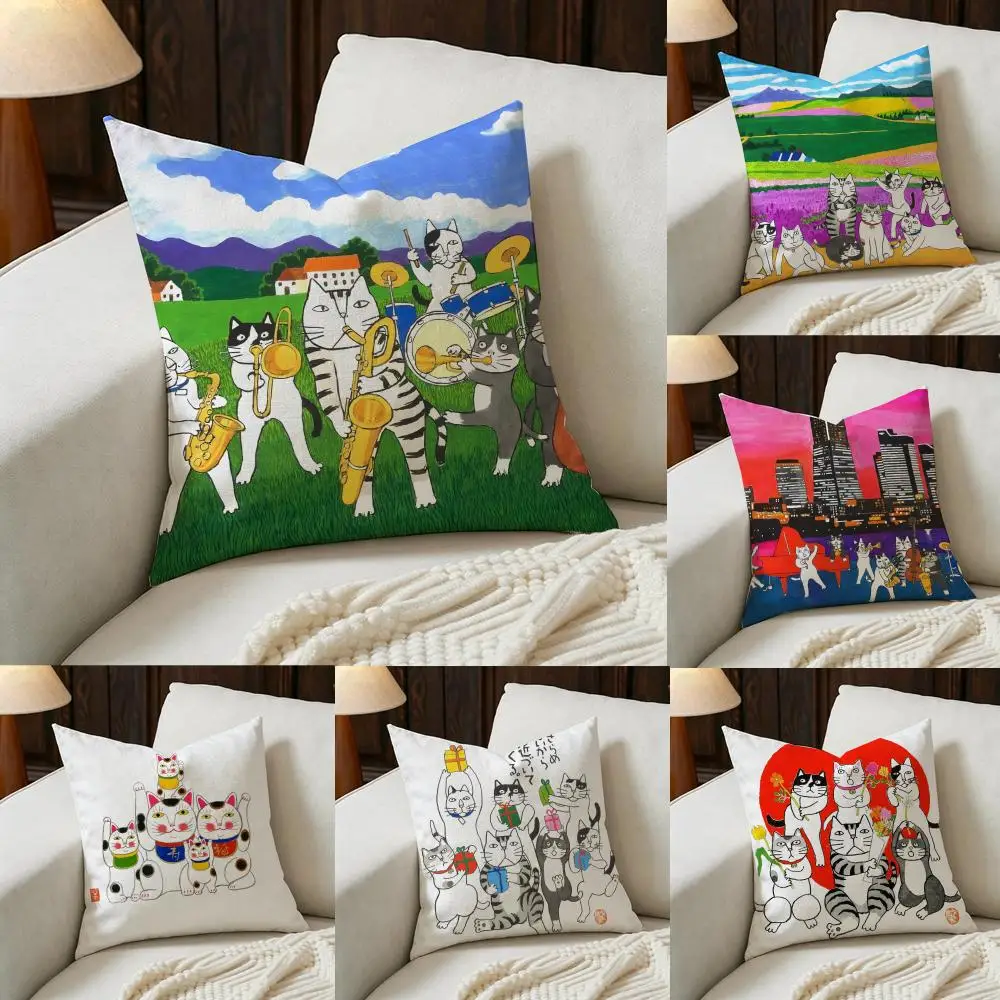 H-Hajime Okamoto Cushion Cover Natural Linen Pillowcase Set, All-in-One Decor for Sofa, Bedroom & Chair