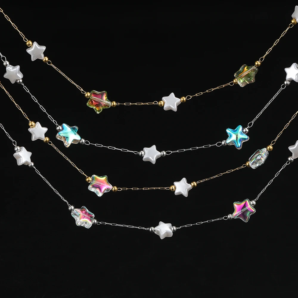 

1m/39.37in Stainless Steel Chains Pentagram Charm Star Beads Chain for DIY Jewelry Choker Bracelet Necklace Making Supplies