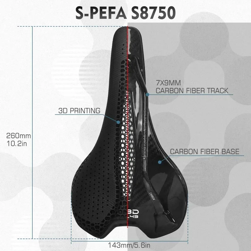 Bicycle Saddle 143/155mm 3D Printed Saddle Carbon Fiber Ultralight Racing Bike Seat Cushion 3D Road MTB Triathlon Seat Nylon