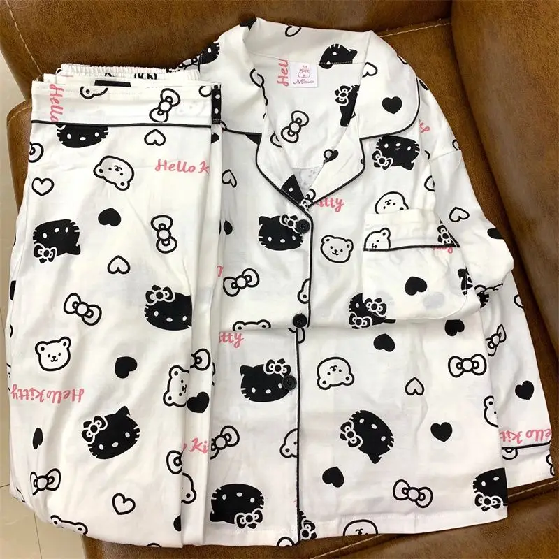 

Пижамы Sanrio, 2 шт., хит продаж, с длинными рукавами, милые модные брюки с героями мультфильмов на весну и осень, домашняя одежда, костюм, хит продаж