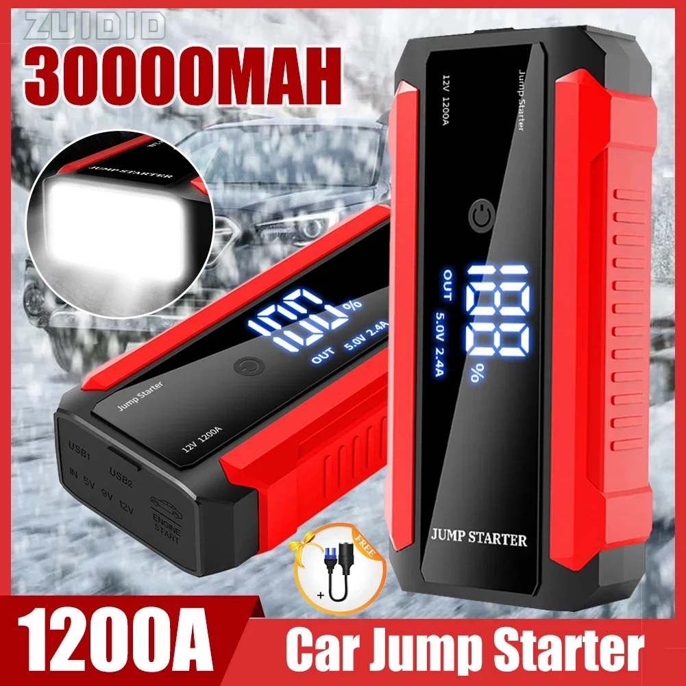 New 30000mAh Car Jump Starter Device 1200A 12V Emergency Start-up Charger Cars Booster Battery Starting Device Articles For Cars