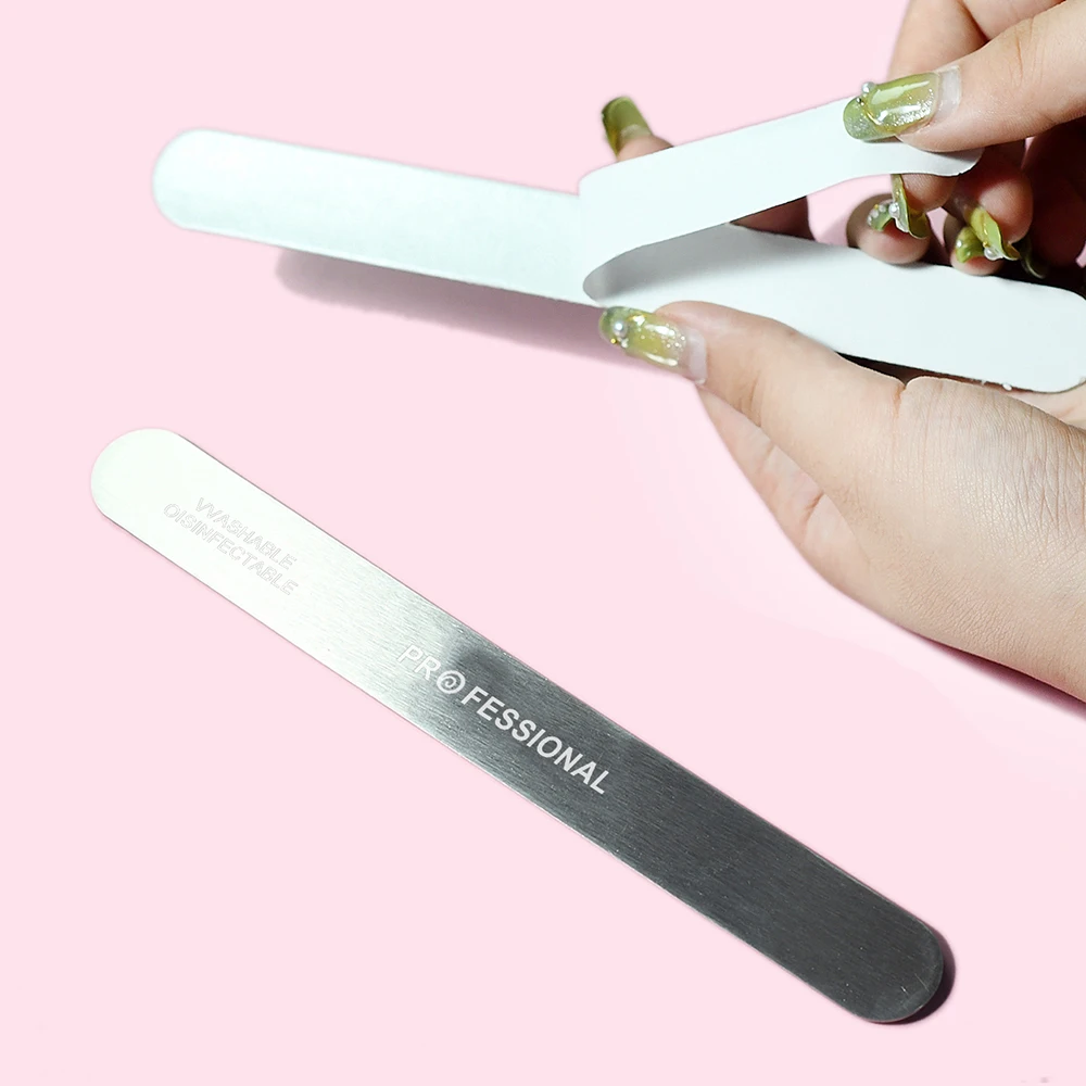 200개 세트 세척 가능한 네일 아트 파일 100/180 그릿 전문가용 매니큐어 파일 버퍼 재사용 가능한 네일 파일 교체 가능한 사포 네일 파일