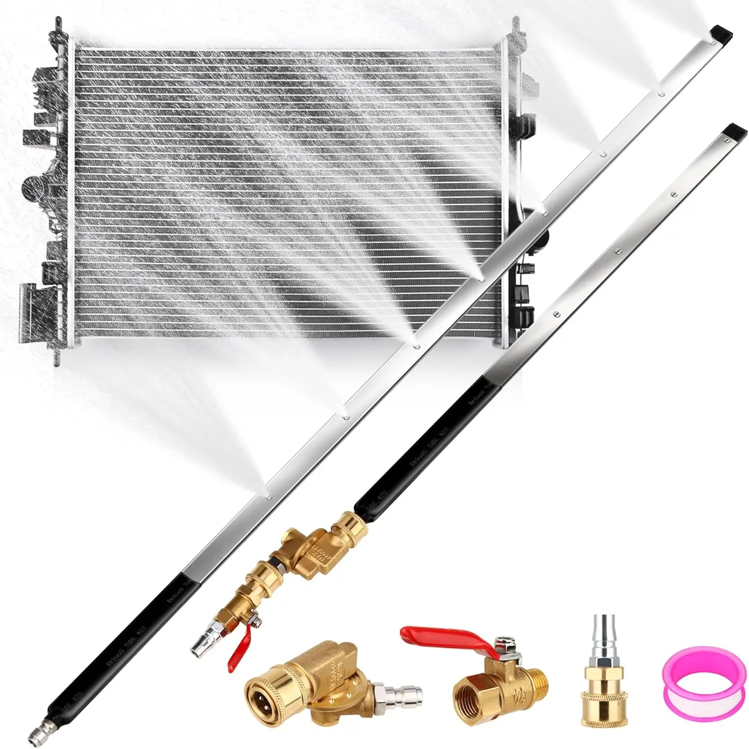 

Набор для чистки радиаторов 48 и 24 дюйма с 8 насадками для моек высокого давления, адаптер в комплекте