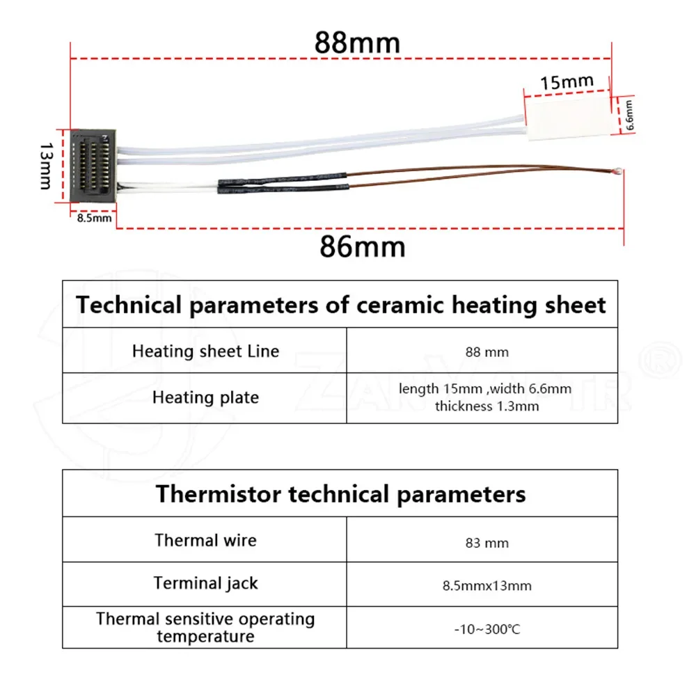 For Bambulab  Lab P1/X1 series termistore Heater 24v 65w Caremic Heater sensore di temperatura 30 ℃ per Bambu Hotend