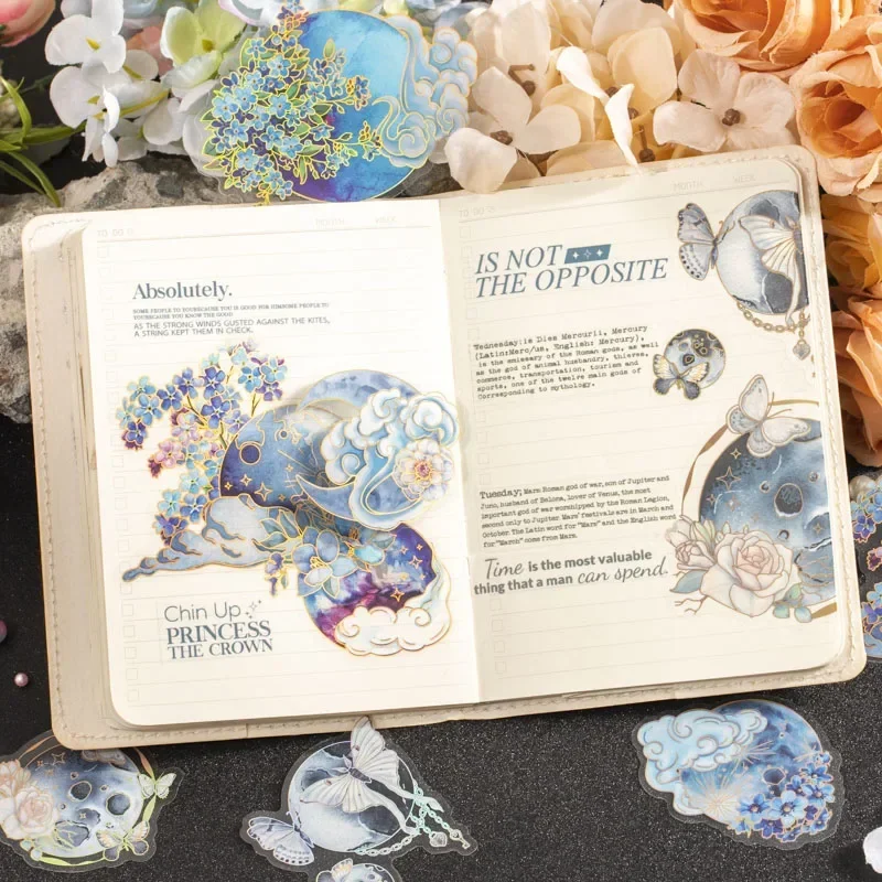 10Sheets Laser Gold Bronzing Planet Sticker Butterfly star Transformation Material Planner School Base Scrapbook Daily