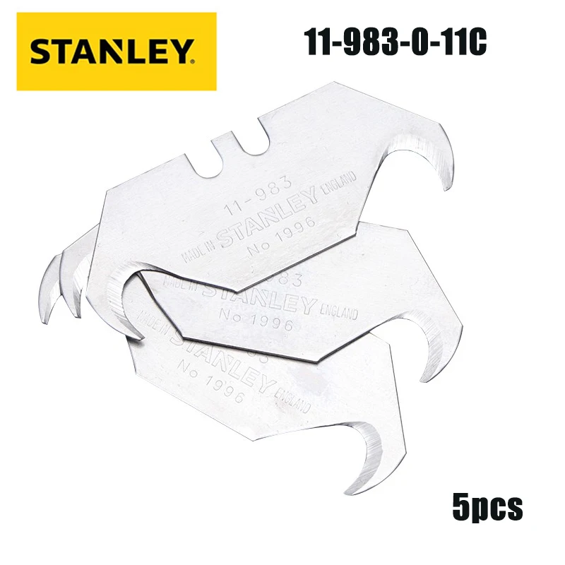 Stanley 11-983-0-11C Art Blade Trapezoidal Horn Hook Type Unpacking Wallpaper Knife Carpet Blade 5pcs.