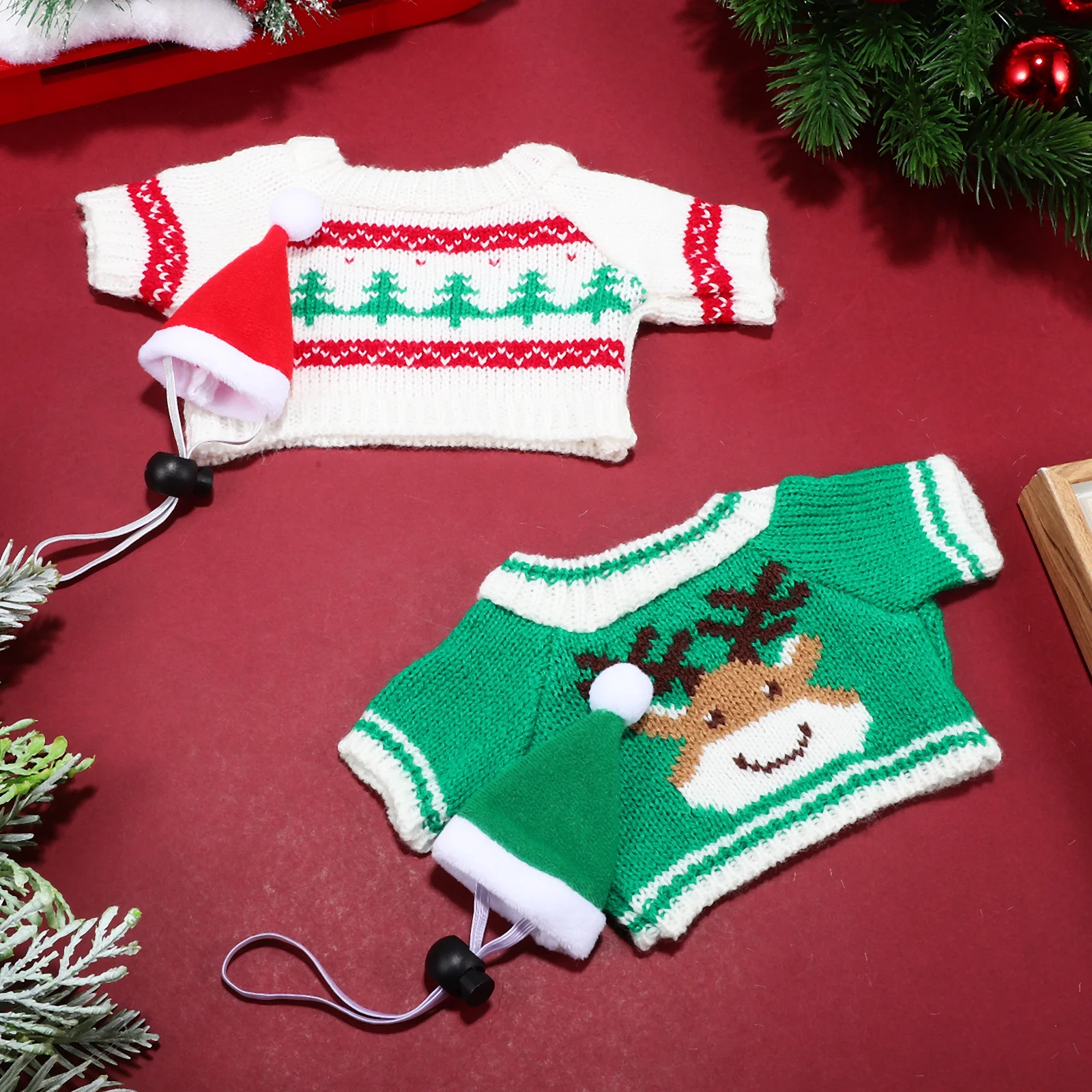 1Set Xmas Pet Costume Set Design Soft Comfortable Small Animals Christmas Outfit Hat Clothes Guinea Pig Clothes