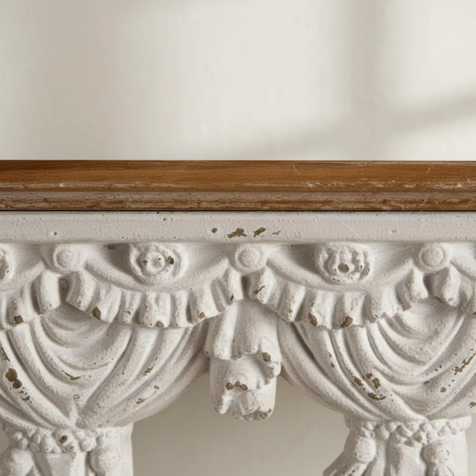 Ornate Hanging Shelf Handmade Medieval Trinket Shelf Decorative Wall Ledge Distressed Finish French Design