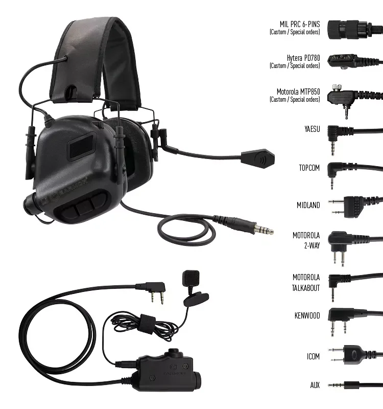 

EARMOR M52 PTT Push to Talke Suitable with all NATO Standard Milipro headset TP120 Kendwood ICOM PLUG